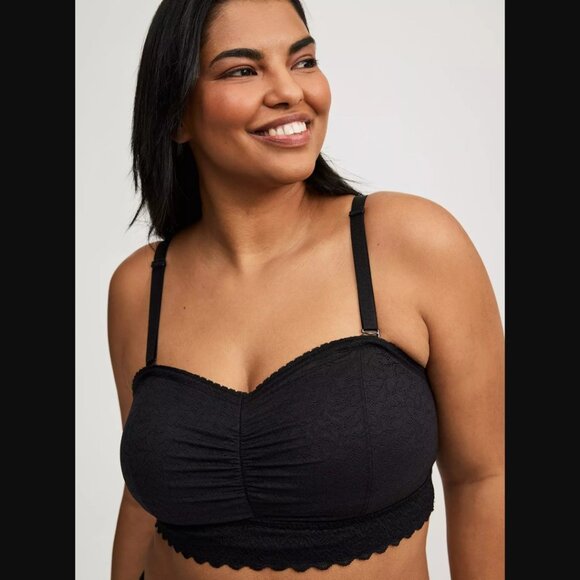 Lightly Lined 4-Way Stretch Lace Bandeau Details Black Bra NWT NEW Size 1 - Picture 5 of 6